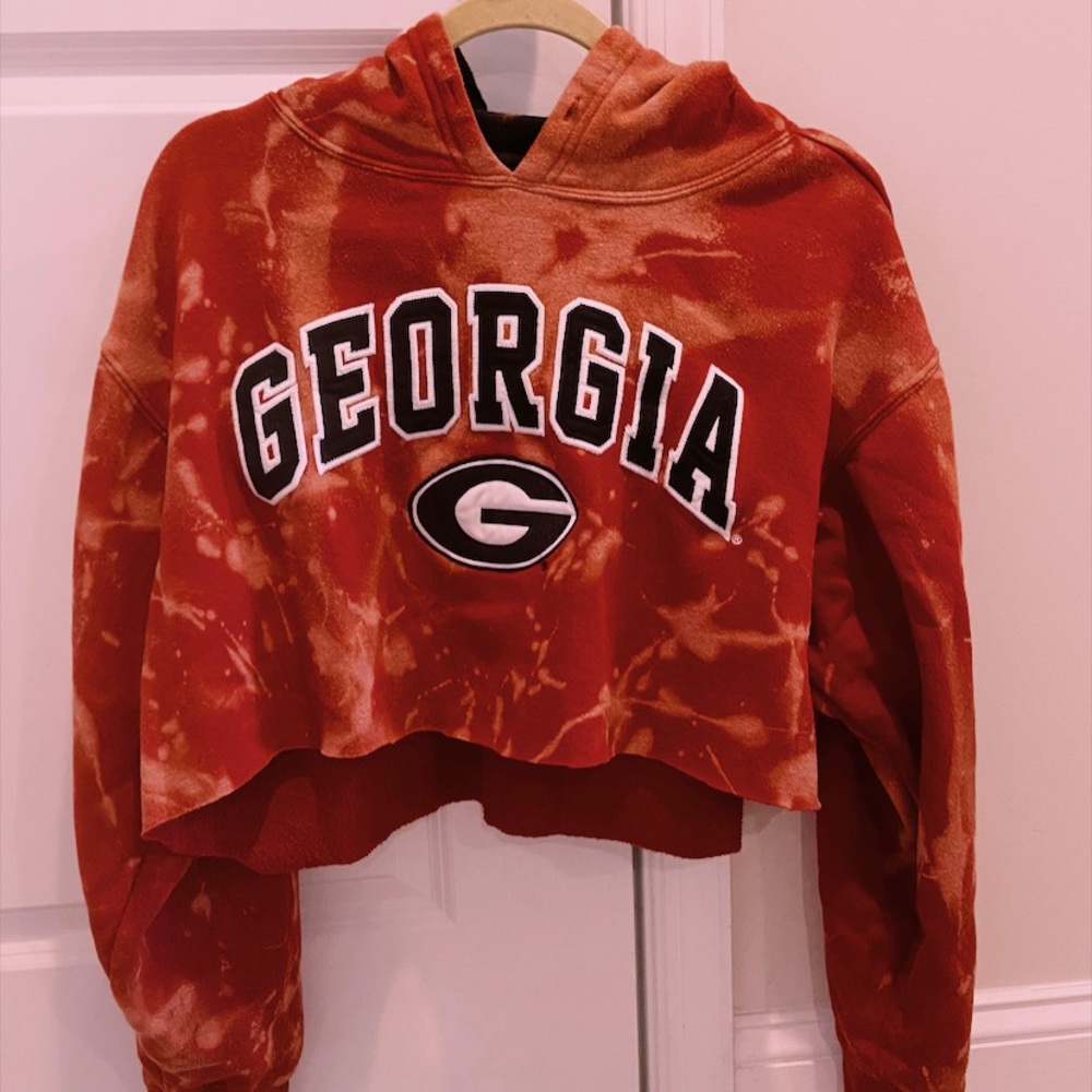 Cropped Women’s Hoodie, Bleach Tie Dye, College